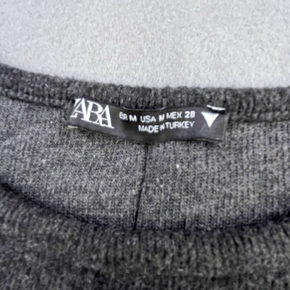 Zara Sweater Dress M Charcoal Gray Short Sleeve Inverted Seams Preppy Office - Picture 4 of 8